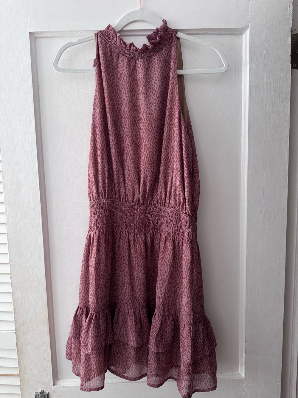 Mauve Pink Sleeveless Ruffle-Hem Dress